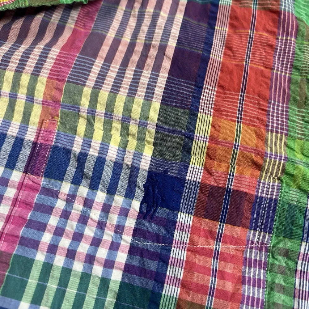 Polo Ralph Lauren Guaranteed to Wrinkle‎ Button Front Shirt Size Medium Plaid